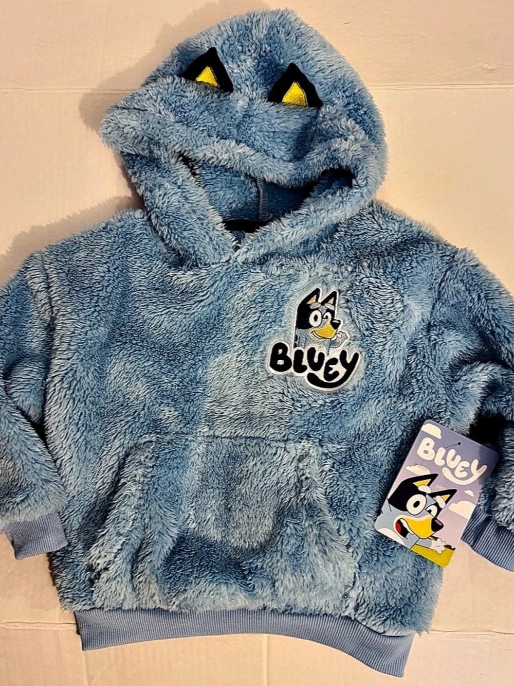 Bluey Plush Cosplay Kids Hoodie with 3D Ears Hoodie Blue Baby 18M